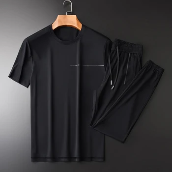 

NEW Summer Mens Sets (t-shirt+pants) Luxury Fashion Jelly Printed Short Sleeve Man Sets Plus Size 4xl Mesh Design Mens Sets
