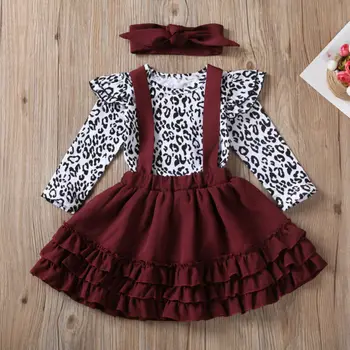 

Xmas Newborn Set 3pcs Toddler Baby Girl Clothes Leopard Romper Dress Jumpsuit Fall Spring Cotton Outfit Set Baby Clothing