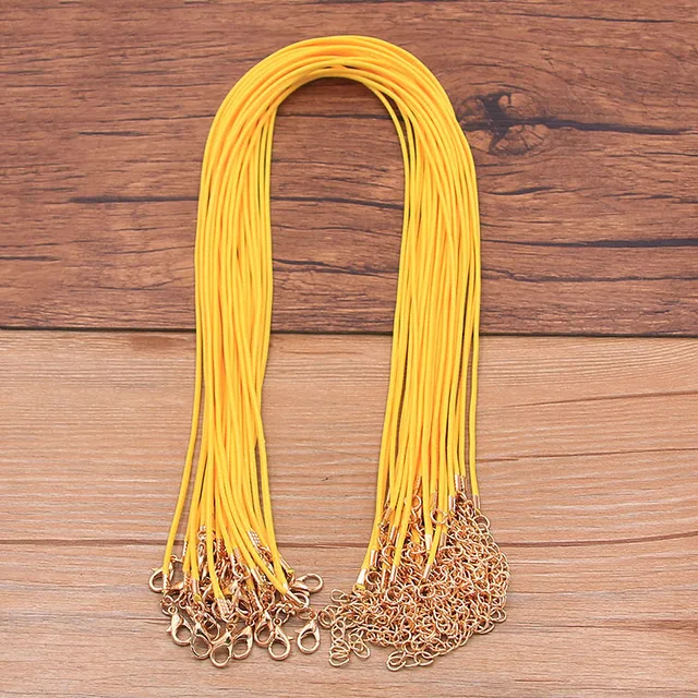 10PCS 1.5mm 16 Color Leather Cord Golden Lobster Clasp Adjustable Braided 45cm Rope For DIY Necklace Jewelry Making Findings Yellow