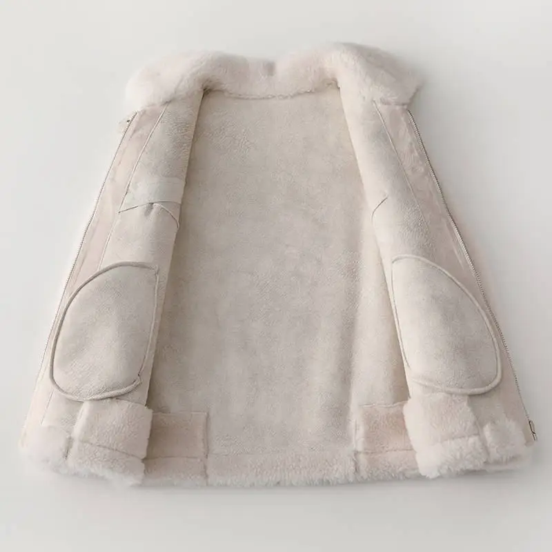 Women Winter Real Sheep Shearing Lamb Fur Coat Female Plush Genuine Wool Coat Suede Leather Liner Abrigos Mujer Hiver M149
