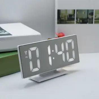 

New Upgrate Digital Alarm Clock LED Mirror Clock Multifunction Snooze Display Time Night Led Table Desktop
