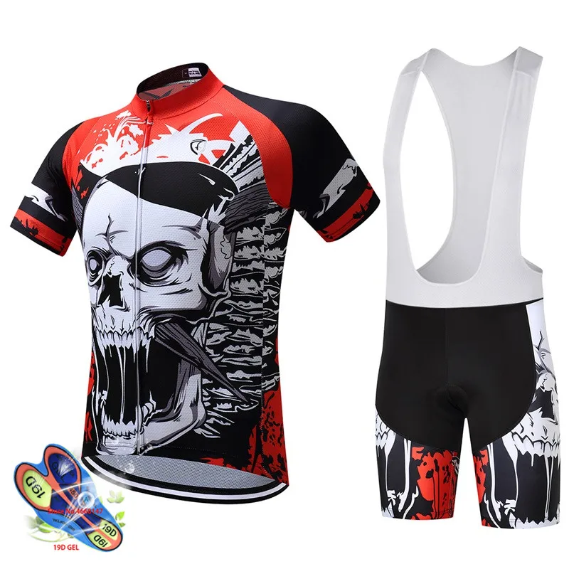 2 Uniforme Ciclismo Pro Team, набор велосипедных Джерси, дышащий, Conjunto Ciclismo Hombre, набор для велоспорта, креативный рисунок черепа, Джерси - Цвет: 2