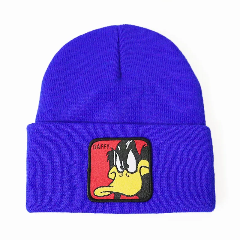 Синий Новые забавные Даффи Дак Beanie Мужские Женские шапки Косплей зимняя шапка 12 цветов - Цвет: Синий