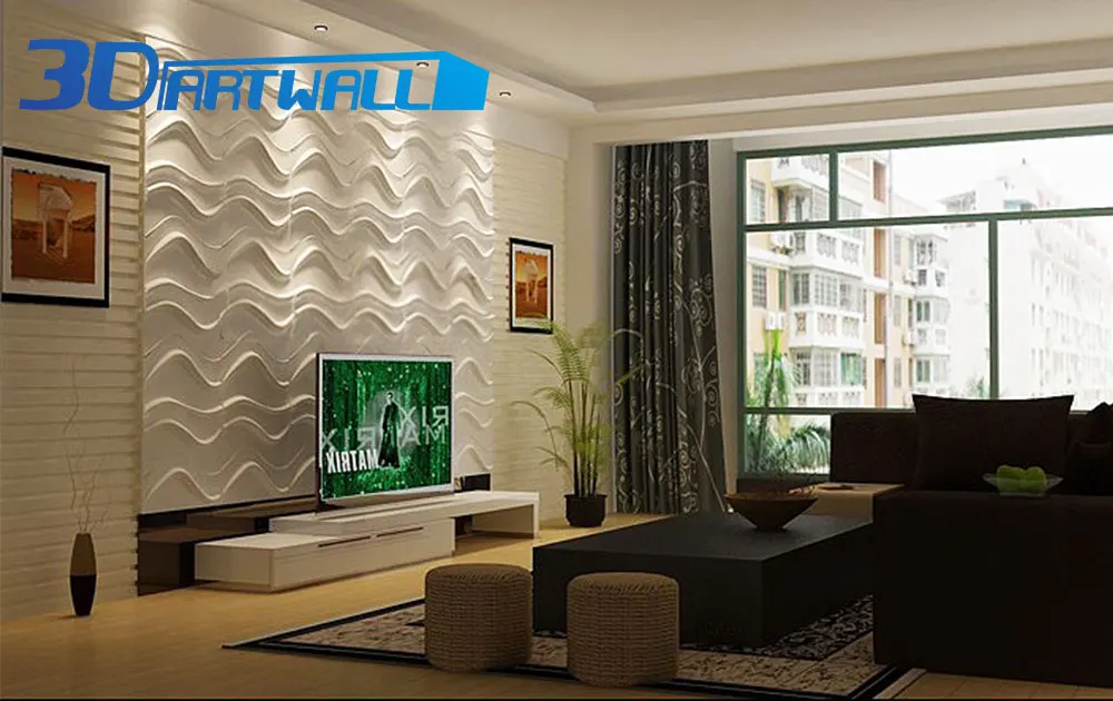 Экономичная Мода текстурированные плитки для стен ПВХ декоративные 3D стеновые панели волновой дизайн 48 штук 129 кв. Футов