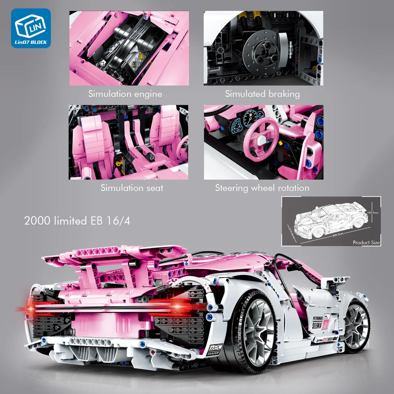 3618 шт., модель машины для гонщиков, маленькие частицы, для розового цвета, Bugatti, 1:10 масштаб, Techni, строительные блоки, набор кирпичей, игрушки для детей, подарки