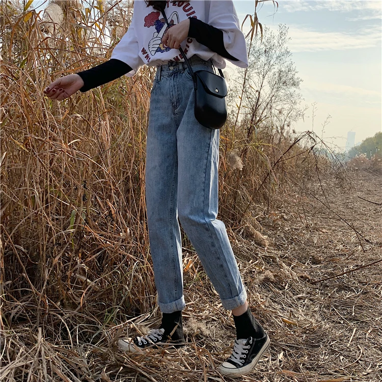 Embroidered loose-fitting jeans loose-fitting leggings show thin Harun pants down pants woman