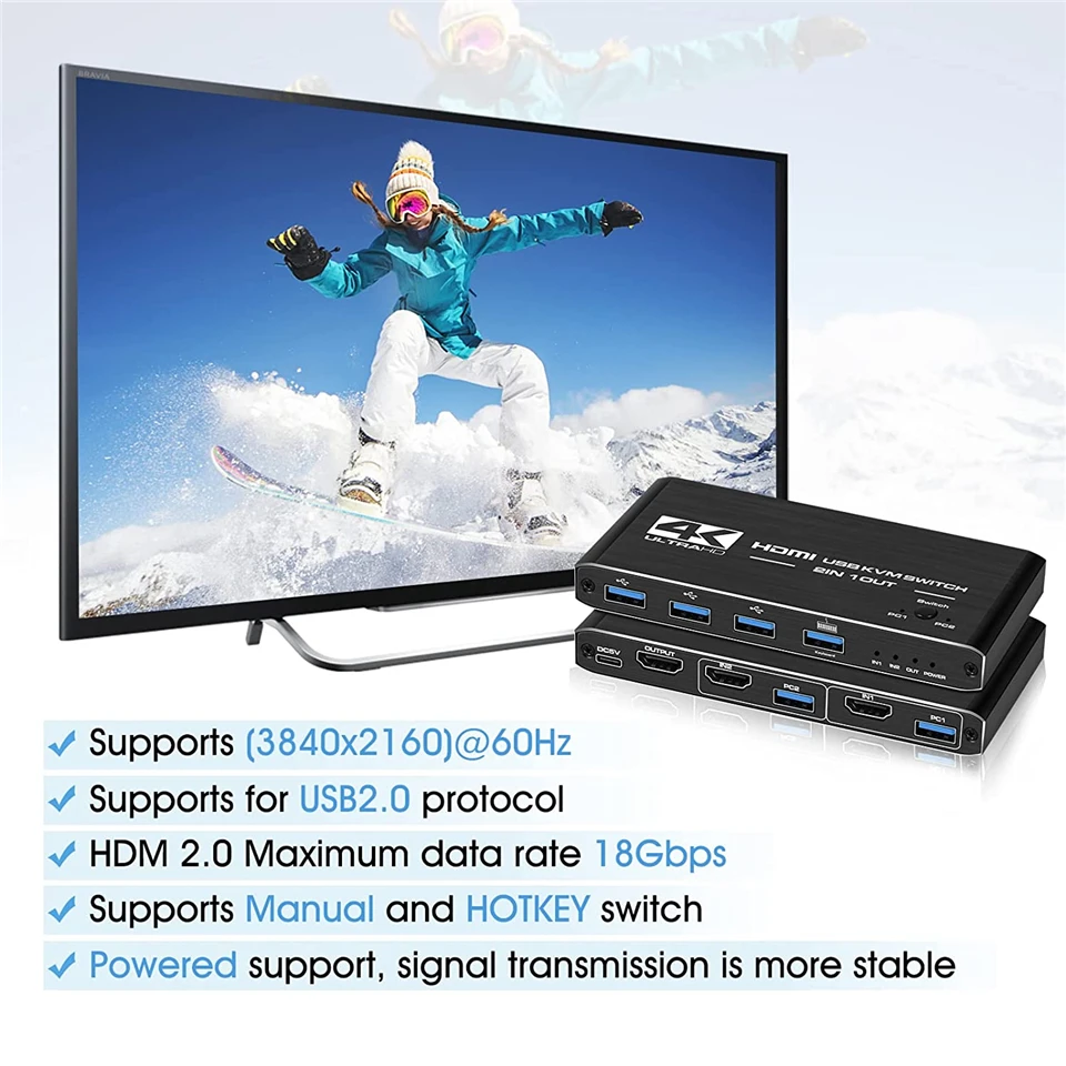 Compatível do Interruptor Kvm do Divisor In1 para o Teclado do Monitor do Computador e o Rato Hdmi-switcher Edid - Hdcp Impressora 8k 4k Usb 2 - Image 4
