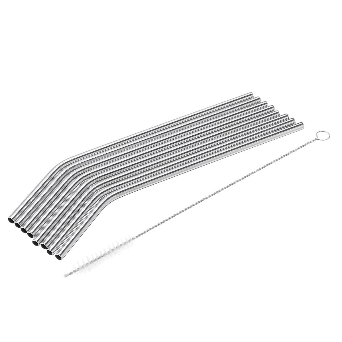 8pcs Bent 8/10pcs Reusable Drinking Straw Metal Stainless Steel Straw Bent Straight Drink Straws w/Cleaner Brush For Mugs 21.5x6mm - Цвет: 8pcs Bent