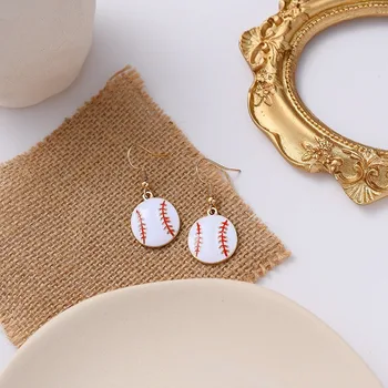

Dangle Earrings for Women Simple Earring Baseball Ladies Fashion Design Jewelry Anniversary White Kpop Vintage Alloy Oorbellen