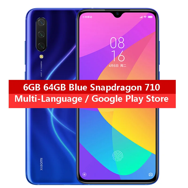 Глобальная версия Xiaomi Mi 9 Lite 6,3" AMOLED 6 ГБ 128 Гб мобильный телефон Snapdragon 710 Восьмиядерный экран отпечаток пальца камера 48 МП - Цвет: Blue 6GB 64GB