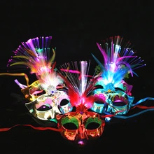 Венецианская Венеция перо светодиодный маска световой Маскарадная маска Вечеринка вечернее изящное платье принцесс, наряды для участия в маски Карнавальная маска