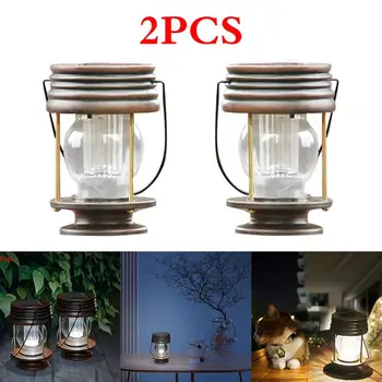 

2pcs Solar Light Outdoor Solar Retro Hanging Garden Decorative Lanterns For Pathway Yard Tree Table Beach Pavilion Patio