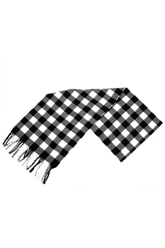

Classical Black & White small grid striped tassel scarf For Men