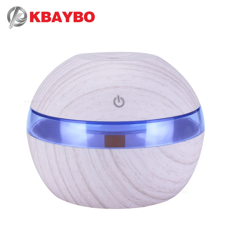 300ml White Wood Grain Aromatherapy Electric Sprayer Ultrasonic Air Humidifier Essential Oil Diffuser with 7 Color LED Lights