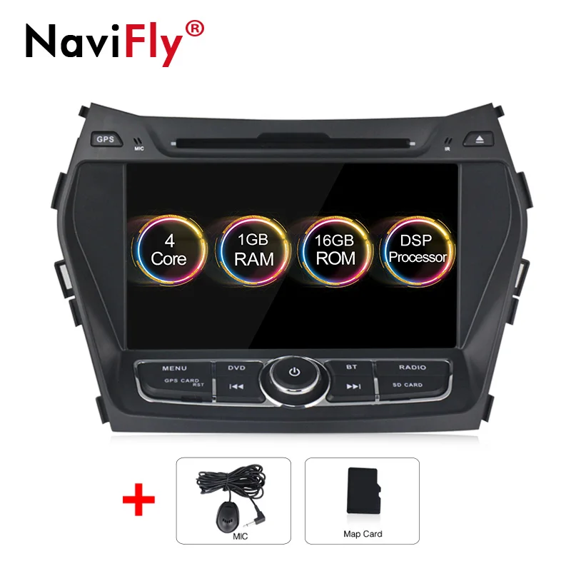 NaviFly Android 9,0 Автомобильный мультимедийный dvd-плеер для hyundai IX45 Santa fe gps навигация автомобильный радио головное устройство Canbus AM FM RDS DSP - Цвет: 1G16G standard model