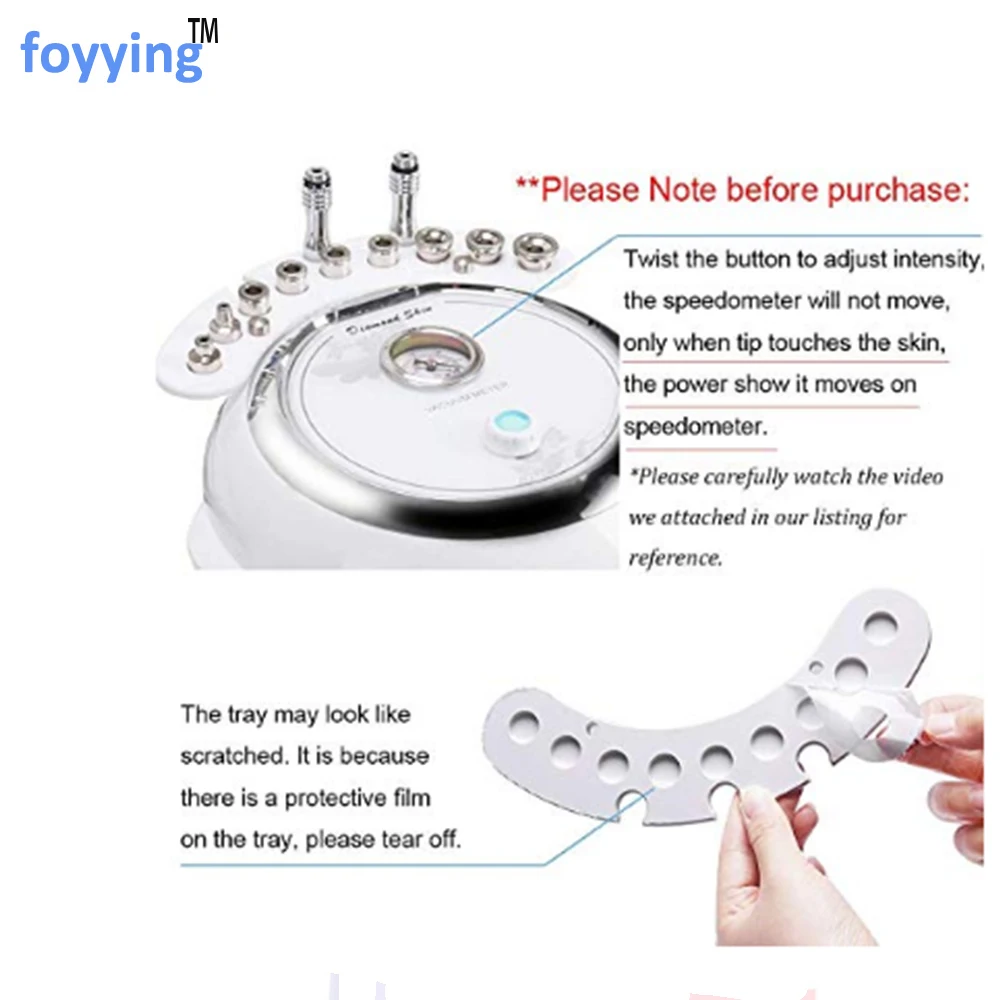 foyying 3 in 1 Diamond Microdermabrasion Machine Big Suction Facial Peeling Care Salon Equipment Vacuum Spray For Personal Home