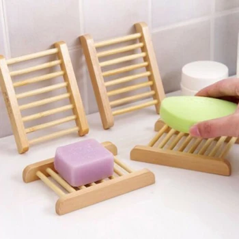 

6pcs Natural Wooden Bamboo Soap Dish Holders Storage Rack Plate Box Shower Case Holder Container Bathroom Accessories