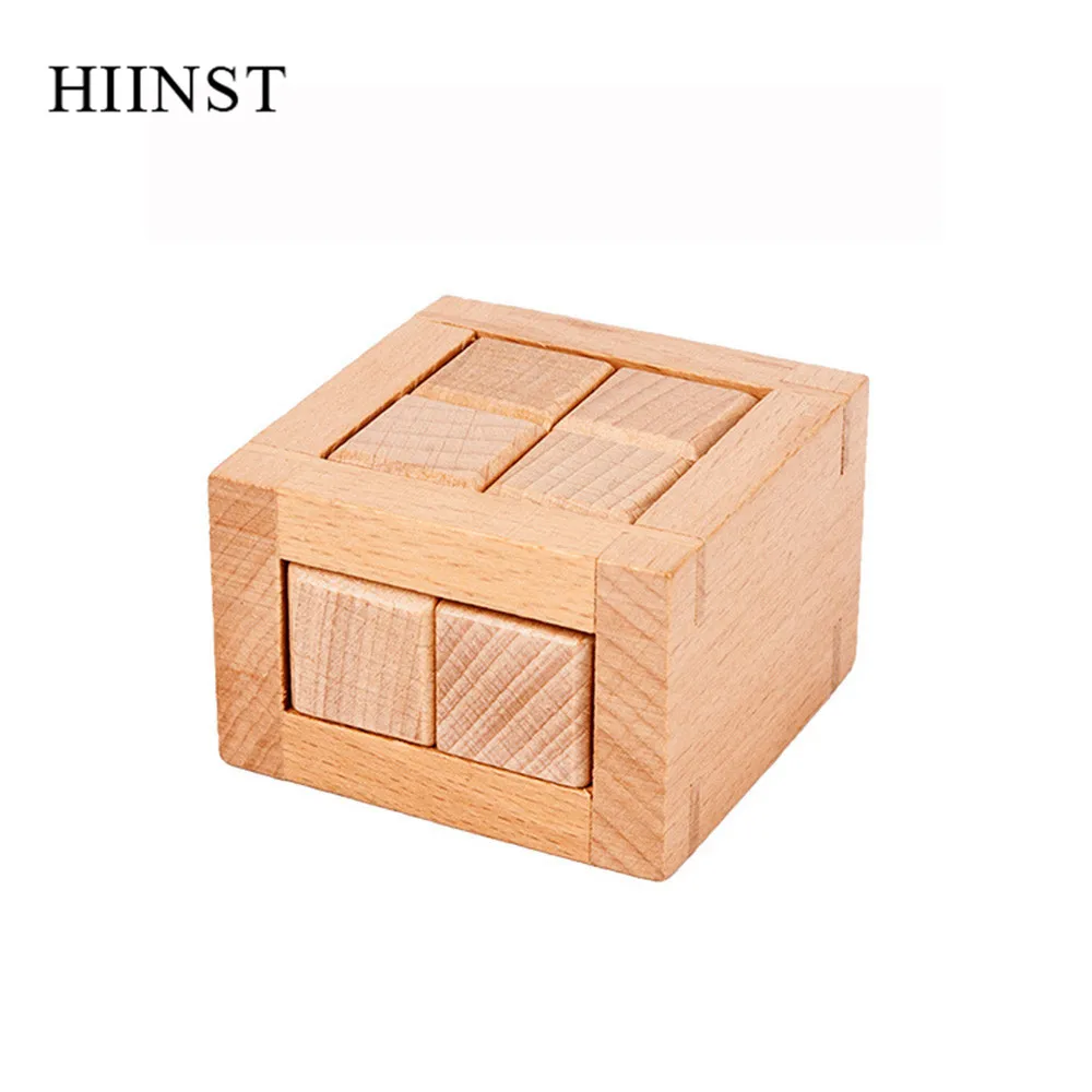 HIINST, новинка, веселые игрушки, квадратная головоломка, деревянная, Kongming, логическая игра для детей, взрослых, обучающая игра для детей, интеллектуальные игрушки - Цвет: Хаки