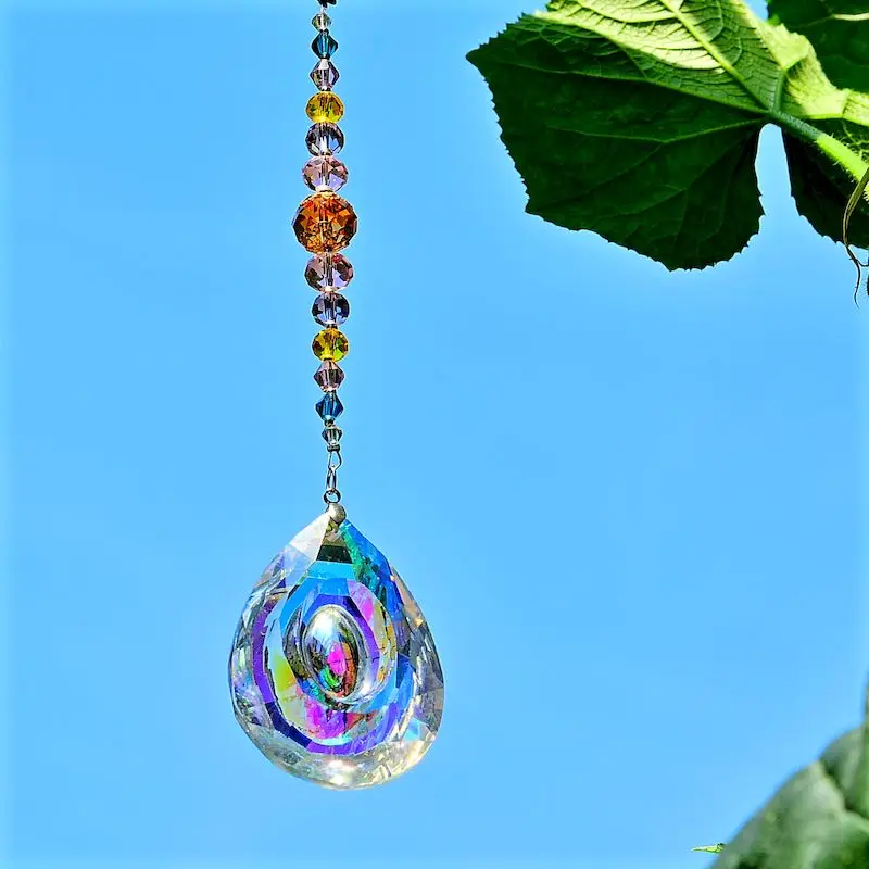 

rainbow collection gorgeous AB Rainbow 2020 hanging crystal suncather prisms windows outdoor garden decoration housewarming