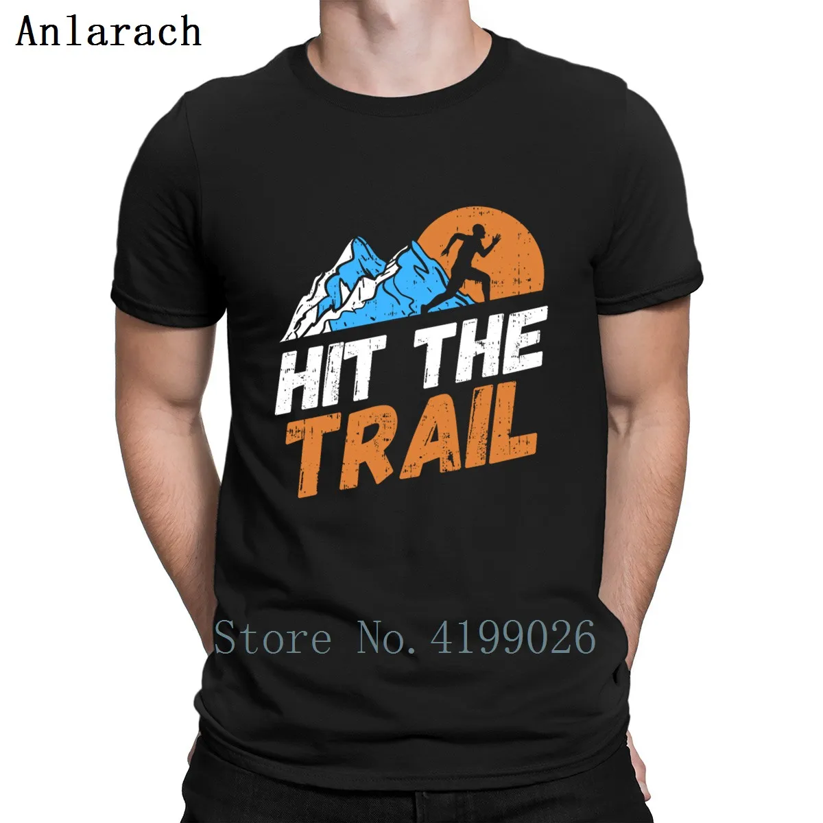 Hit The Trail Trail Running Mountain Gift Idea T Shirt Graphic Spring Personalized Cotton Size S-5xl Unisex New Style Shirt - Цвет: Black