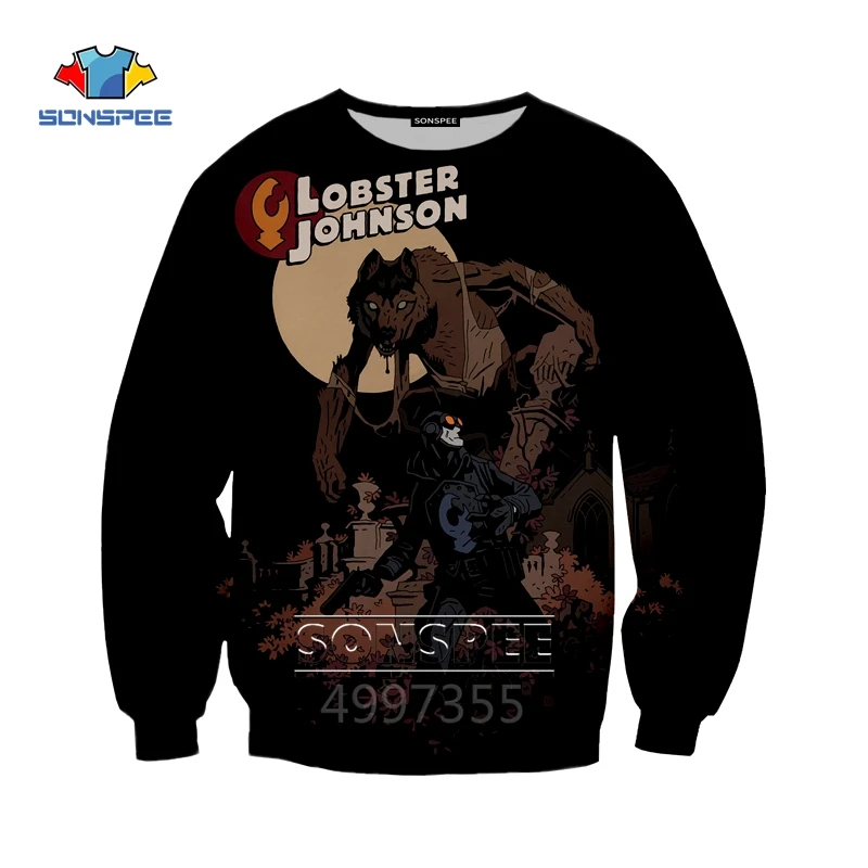 SONSPEE Lobster Johnson аниме Harajuku футболка толстовки худи на застежке с 3d принтом для мальчиков и девочек подростков в стиле хип-хоп детская одежда X288