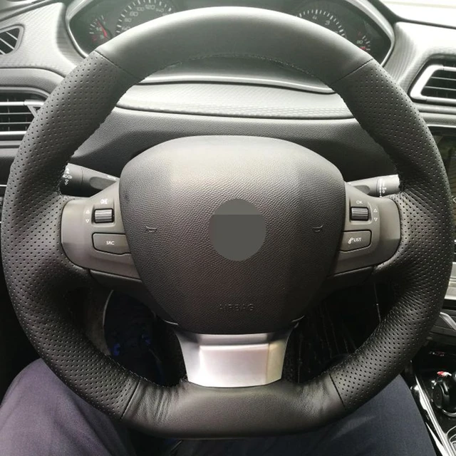 Housse de volant de voiture en daim, en Fiber de carbone noire  antidérapante cousue à la main pour Peugeot 308 2014 2015 2016 2017 2018  2019 - AliExpress