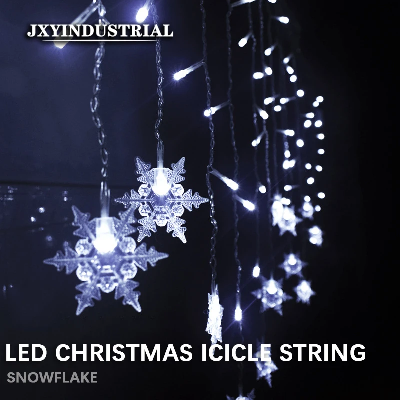 

Festoon Led Light String Flash Curtain Icicle Droop 0.5-0.7M Snowflake Fairy Lights Christmas New Year Room Window Lights Decor