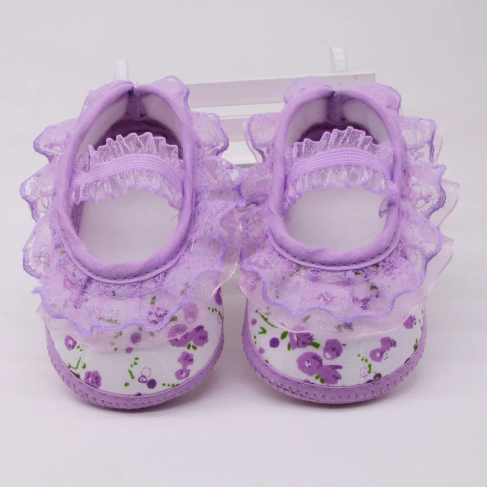 New Spring Autumn Newborn Baby Girl Shoes Princess Lace Shoes Soft Sole Crib Shoes Anti-slip Toddler First Walker Kid Shoes