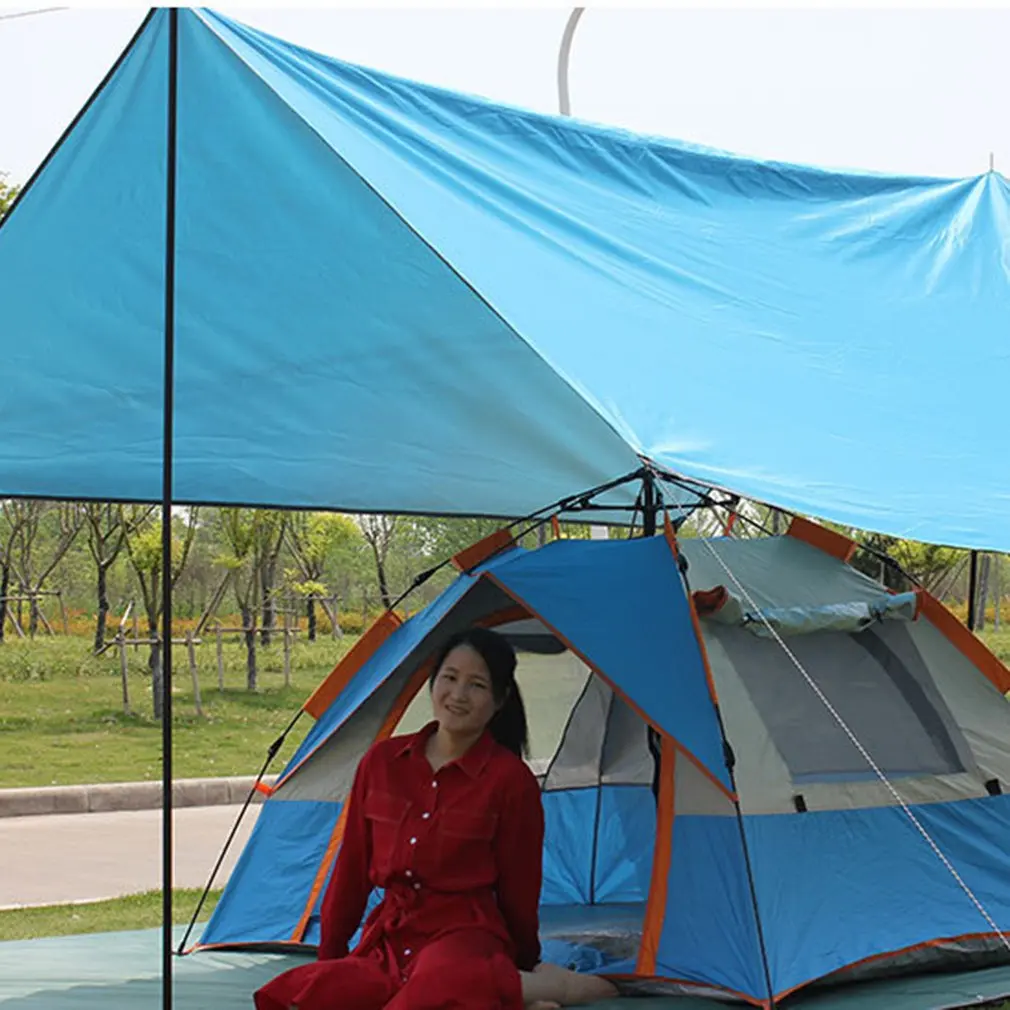 

Square Canopy Outdoor Multifunctional Camping Mat Thick Oxford Cloth Silver Coated Sunscreen Waterproof Hammock Tent