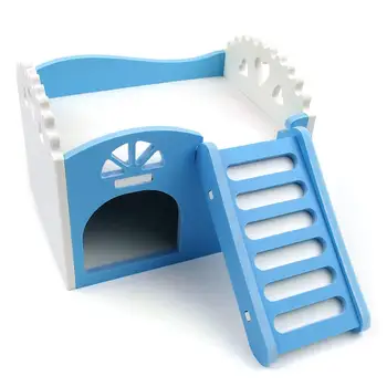 

Hamster Hideout Hut Wooden DIY Hideaway Exercise Toy for Dwarf Chinchillas Guinea Pigs Rat Mouse Cage Sleeping House