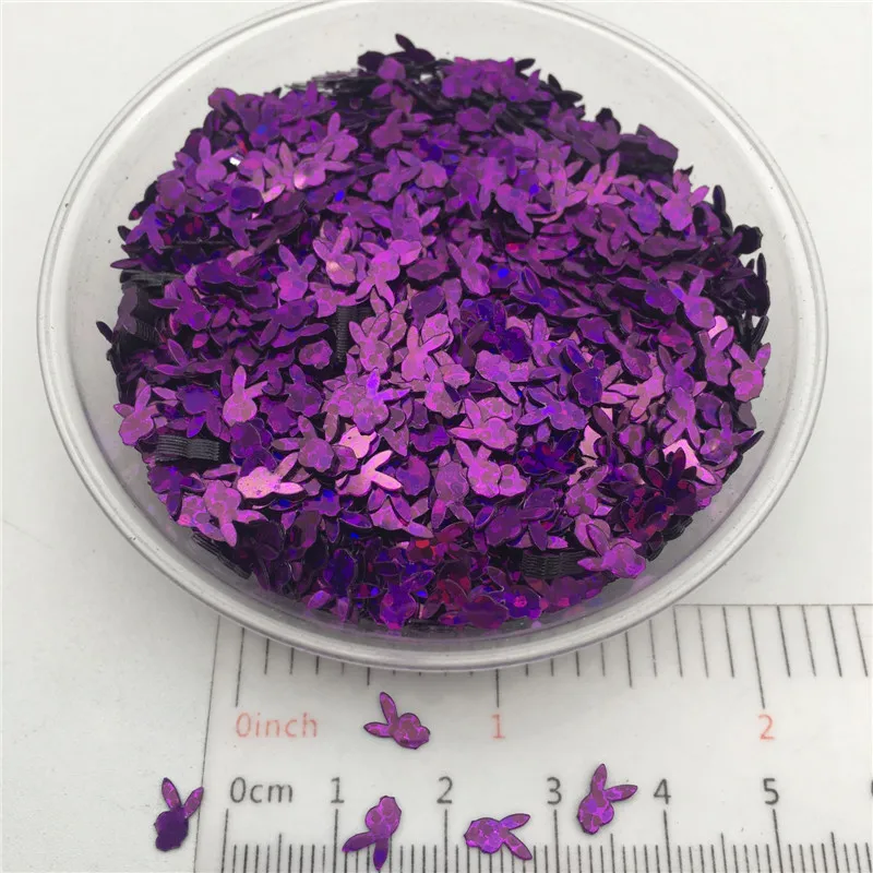 L Purple None Hole 20 г 5 мм Кролик Форма ПВХ свободные блестки для ногтей маникюр/Шитье/свадебные конфетти украшения - Цвет: L Purple None Hole