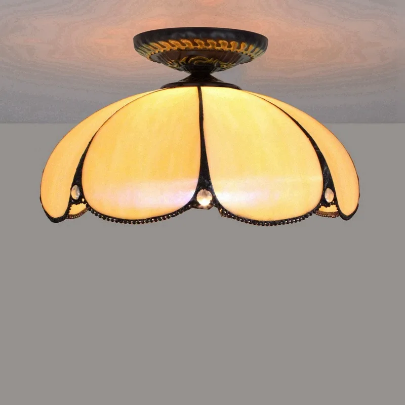 

30cm European simple warm Tiffany color glass dining room bedroom corridor bathroom ceiling light