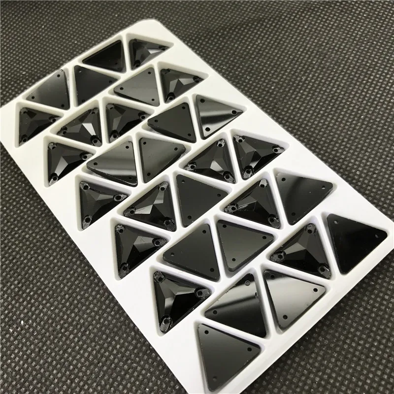 TopStone струйный черный стеклянный кристалл пришивной камень капля круглая прямоугольная квадратная Смешанная форма стеклянные стразы для сумок для одежды - Цвет: 16mm-triagle-28pcs