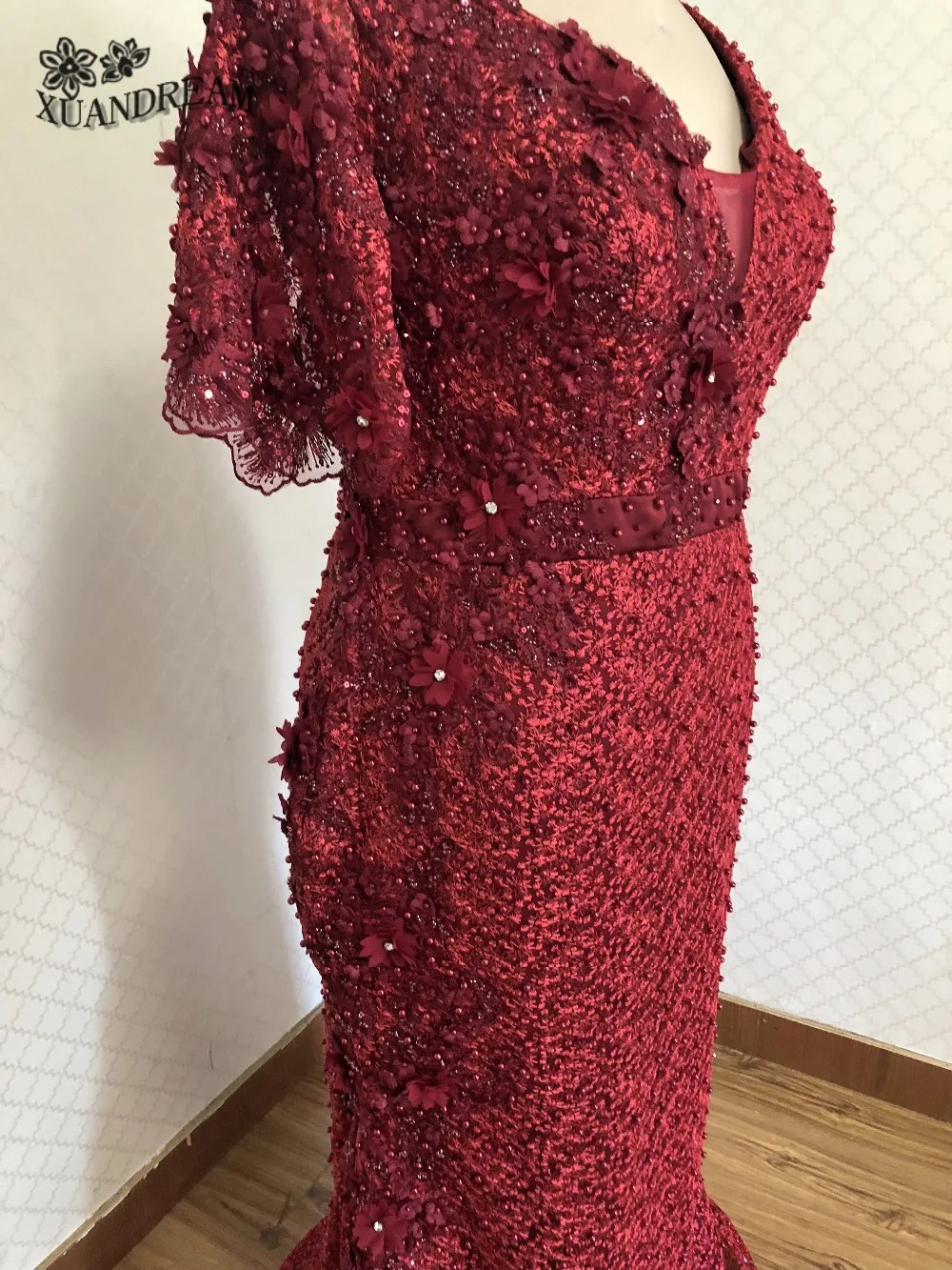 Новое поступление реальные фото тяжелые бусины вечернее платье vestido Формальные mujer юбка Русалка больших размеров Формальное вечернее платье XD-65