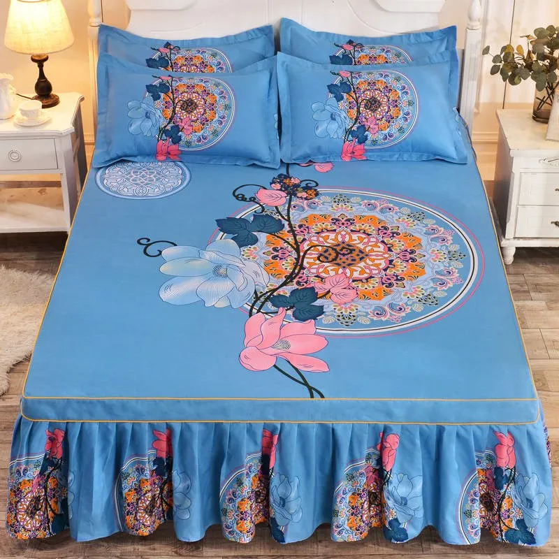 Bedspread-4 1 шт., утолщенное шлифовальное покрывало для свадьбы, простыня, мягкая Нескользящая юбка для кровати King queen 1,2 m/1,5 m/1,8 m/2,0 m - Цвет: Bedspread-4