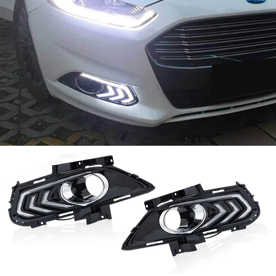 Автомобильные светодиодные дневные ходовые огни DRL для Ford Mondeo Fusion 2013 автомобильный Стайлинг водонепроницаемый с отверстием противотуманной фары