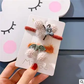 4 50 компл./лот DIY простой разноцветный плюшевый медвежонок резинки для волос эластичность вишня шары волос BB зажимы инструмент для укладки волос аксессуар HA1674 - Цвет: 4