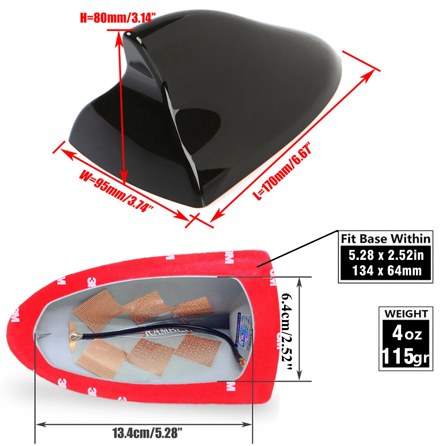 Antenne de toit de remplacement pour Fiat 500, style de voiture, aileron de  requin, signal radio automatique, antenne aérienne