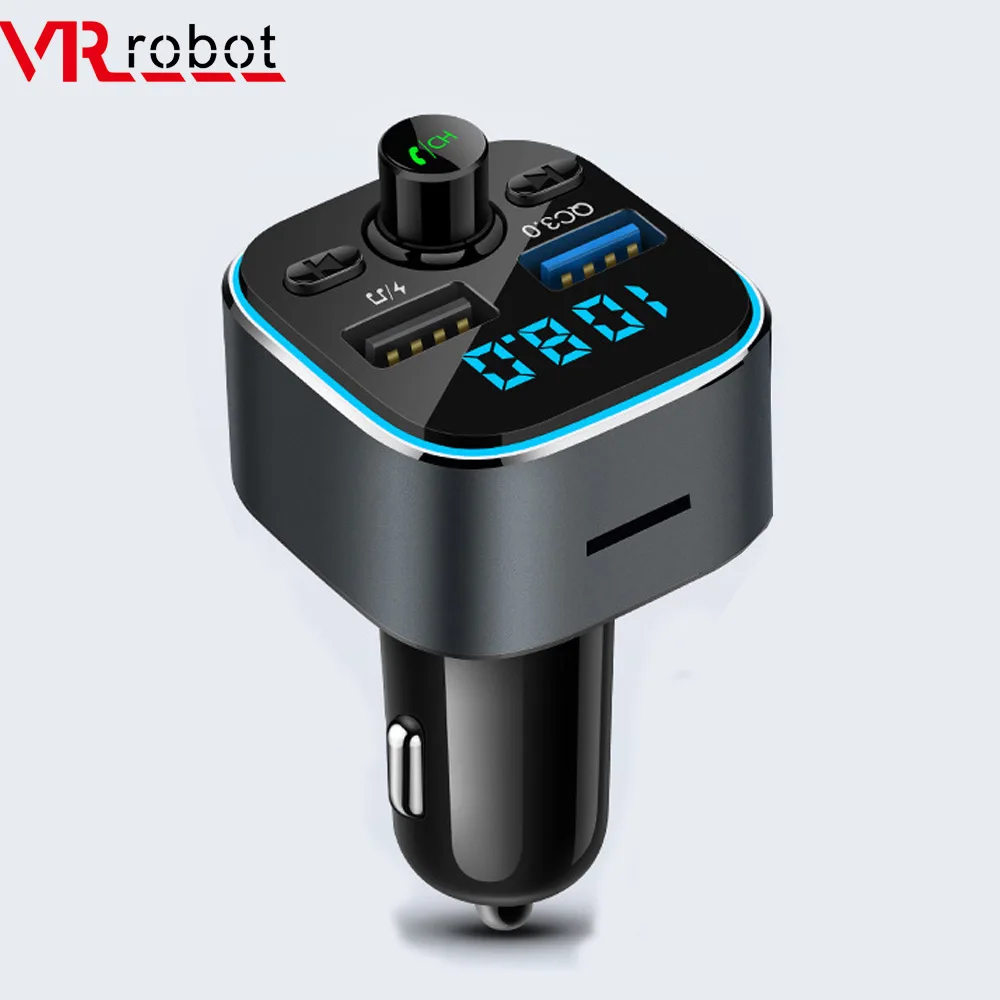 Автомобильный fm-передатчик VR Robot QC3. 7 цветов Bluetooth MP3 громкая связь с двумя