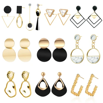 

New Korean Statement Drop Earrings 2020 For Women Girl Fashion Vintage Geometric Acrylic Dangle Hanging Earring Jewelry Kolczyki