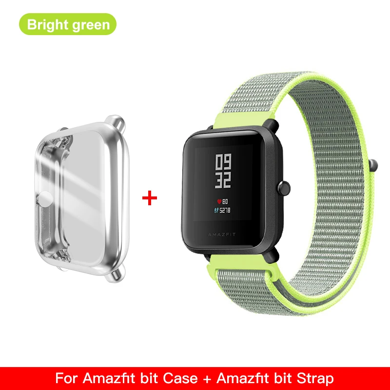 IONCT спортивный нейлоновый ремешок для Xiaomi Amazfit ремешок Bip ремешок для часов Huami Amazfit GTS браслет ремни+ чехол - Цвет: bright and case