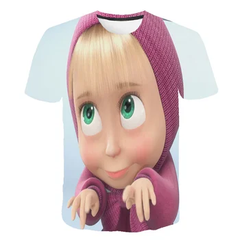 

Funny 3D cute Girl T-shirt Masha and bear print children T-shirt Fashion casual clothes girl top baby boys T-shirt Kids clothes