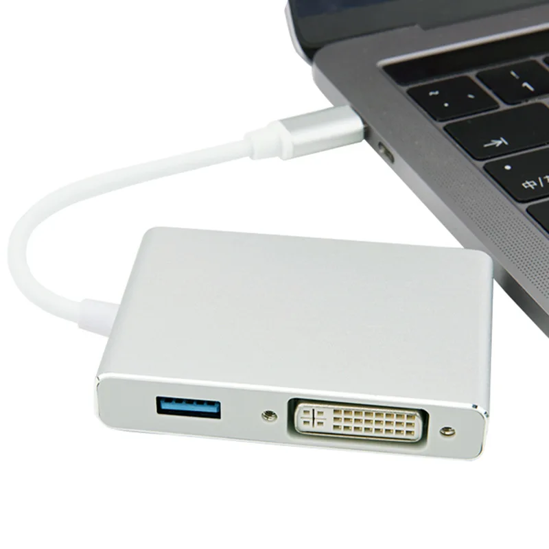 TYPE-C к HDMI+ VGA+ DVI+ USB3.0 4-в-1 конвертер USB-C4in1 адаптер