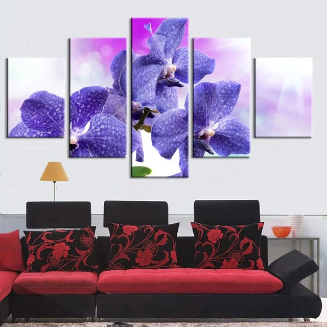 Картины на холсте плакаты 3 орхидеи цветы розовый синий стены искусства рамки