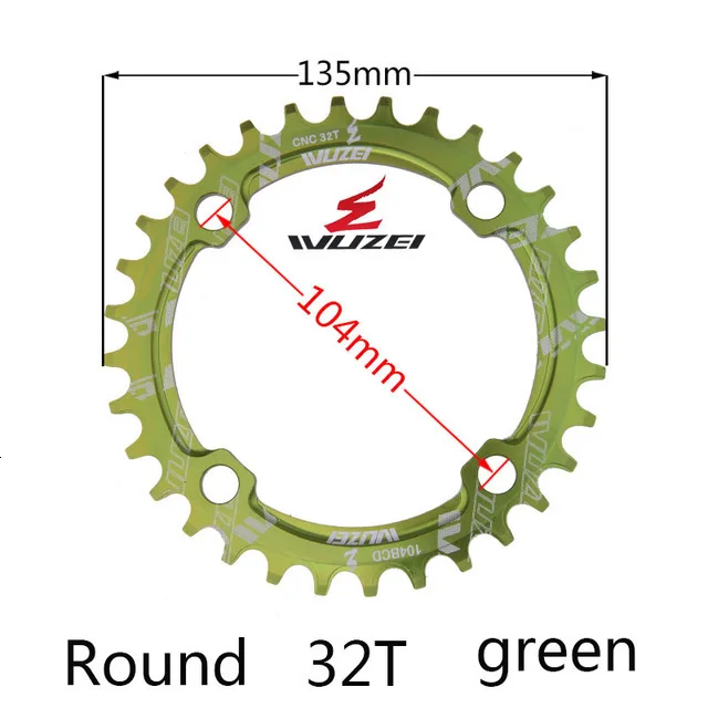 Green 32T Round Одна узкая ширина система скорости Crown 104 Bcd 1 Rodada 38 36 34 32 T Mtb 9 10 11 S 1*11 крест кольцо - Цвет: Green 32T Round