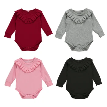 

Autumn Infant Baby Girls Boys Rompers Long Sleeve Solid Pattern Rompers Kids Outfits