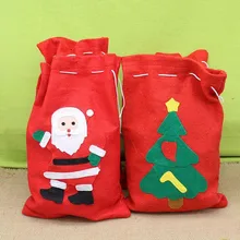 1 шт. Новогодняя Рождественская конфетка сумка Санта Клаус парусиновая сумка на шнурке мешок винтажная свежая хлопковая Подарочная сумка комплект карман