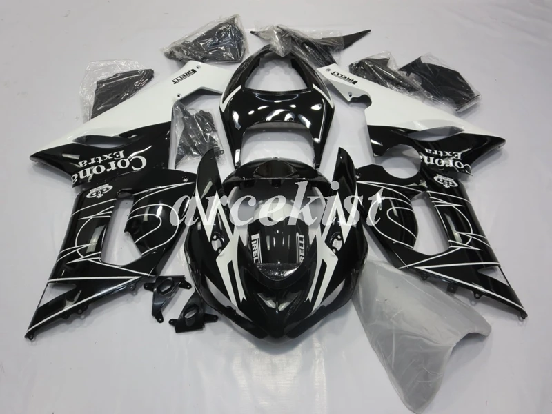 black white corona 4 подарки набор обтекателей ABS подходит для kawasaki Ninja ZX6R 636 2005 2006 6R 05 06 ZX-6R набор обтекателей зеленый черный матовый - Цвет: black white corona