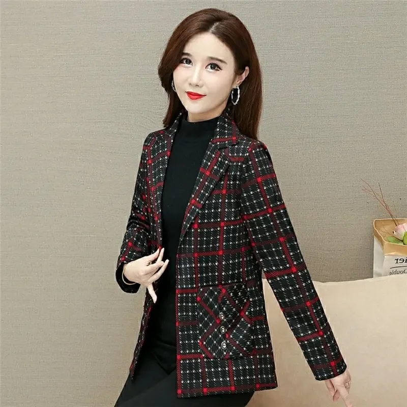 women's formal pant suits for weddings Short Thin Ladies Blazer Elegant Miss Lattice Small Suit Spring Autumn New 2022 Temperament Slim Middle Aged Women Coat plus size suits for women Suits & Blazers