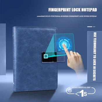

Smart fingerprint Unlocking Charging notebook A5 Business multifunctional notepad with usb flash drive gift customizable LOGO